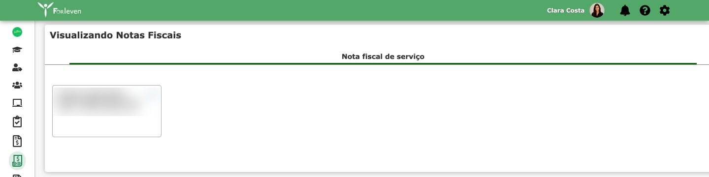 Página Visualizando Notas Fiscais com a empresa emissora